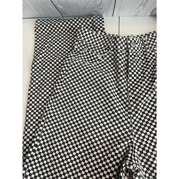 Shekou New Zealand Black And White Checkered Pattern 5 Pocket Jeans Size Medium - Picture 5 of 8
